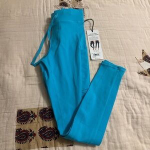 New ALO Yoga 7/8 Highwaist check point legging bright aqua cab fit XXs/Xs